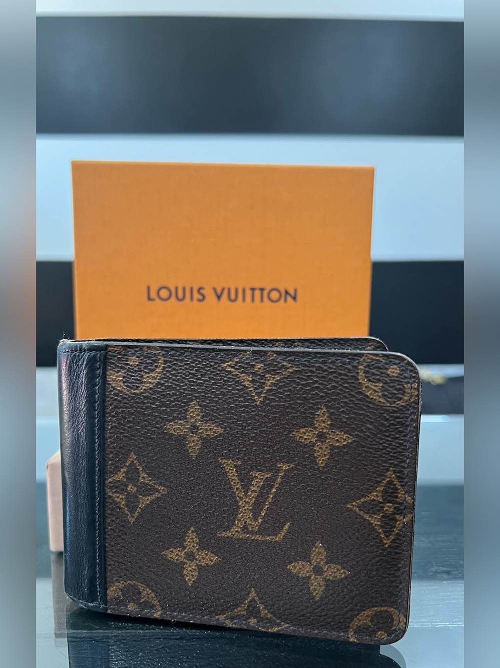 Louis Vuitton Brown Monogram Gaspar Mascassar Wallet with Black Trim